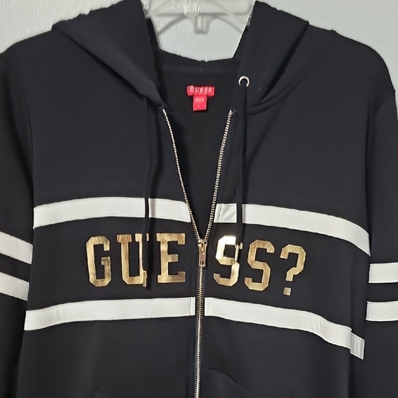 Guess Black Full Hooded Zip Up Sweatshirt - Picture 7 of 11